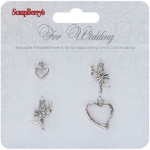 Zestaw Zawieszek Charms ScrapBerry's For Wedding, 4szt